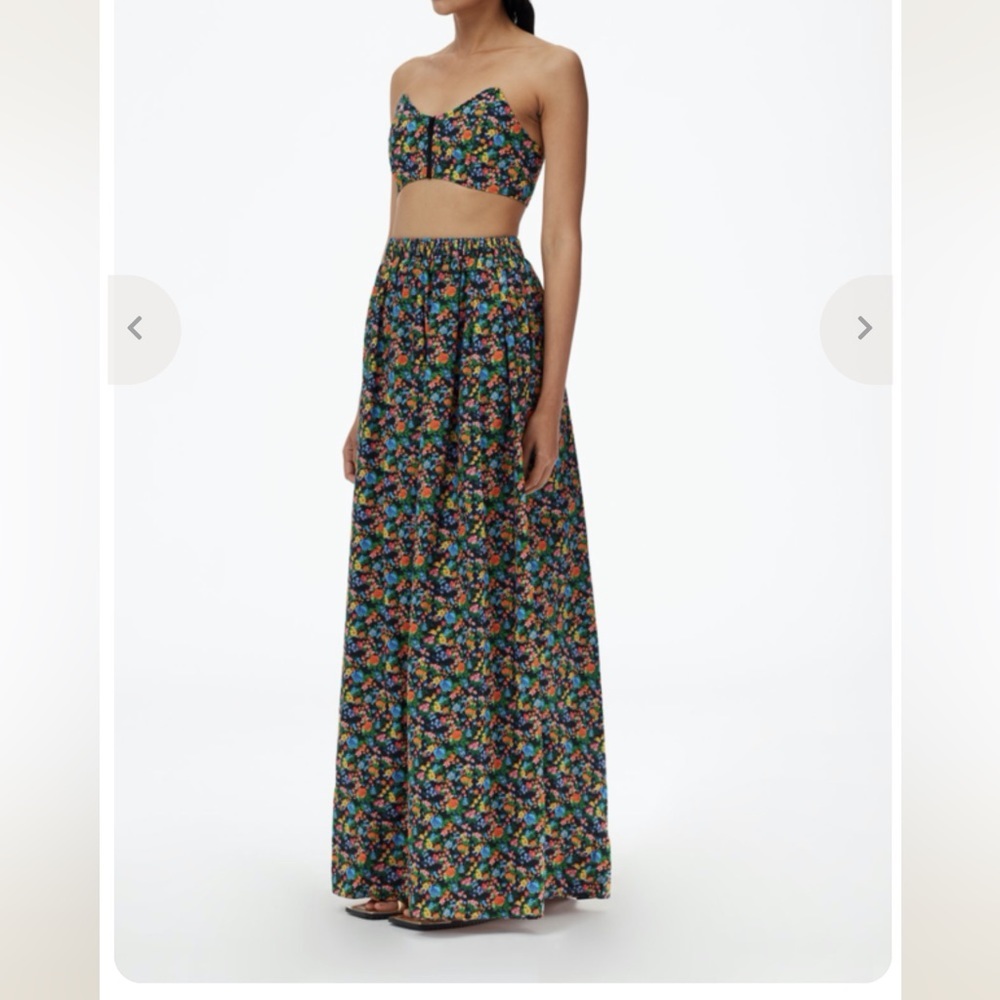Tibi Sabine Floral Strapless Bralette and Pull-on Cocoon Skirt